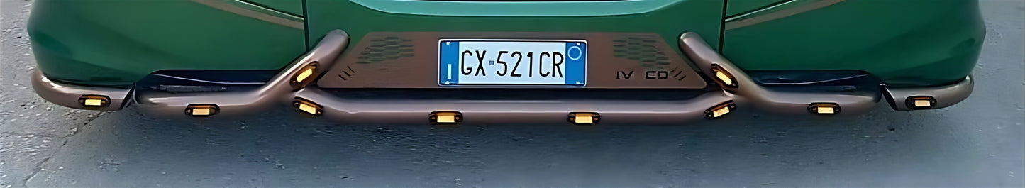 BULLBAR PORTATARGA INOX D.60 MODELLO LUNGO RIALZATO APERTO AVANTI