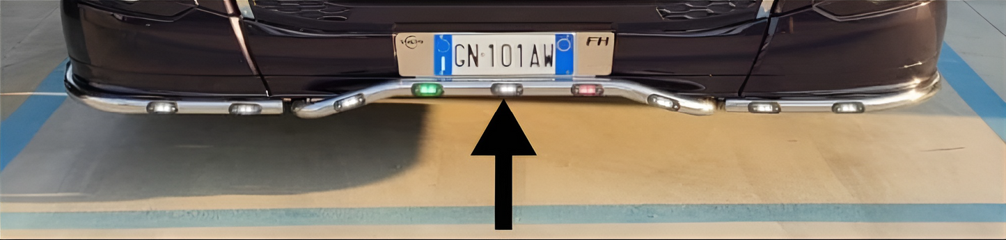 PORTATARGA INOX DIAM.42 CON LOGO FH PER VOLVO 2013