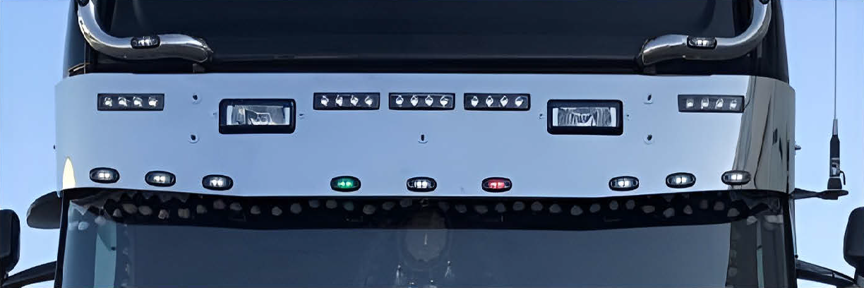 VISIERA INOX SCANIA STREAMLINE CON FFORO LED SPESSORE 2 MM